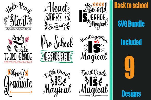 Back to School Bundle: 9 Designs for Crafts & Graphics