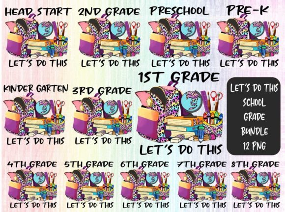 Back to School Grade Sublimation Bundle: Graphics for Crafts