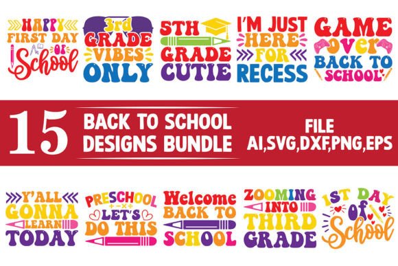 Back to School T-Shirts Designs Bundle: Graphics for Crafts