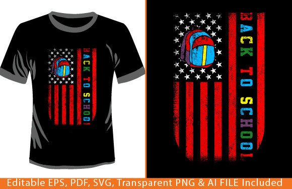 Back to School USA Flag T-Shirt Graphics