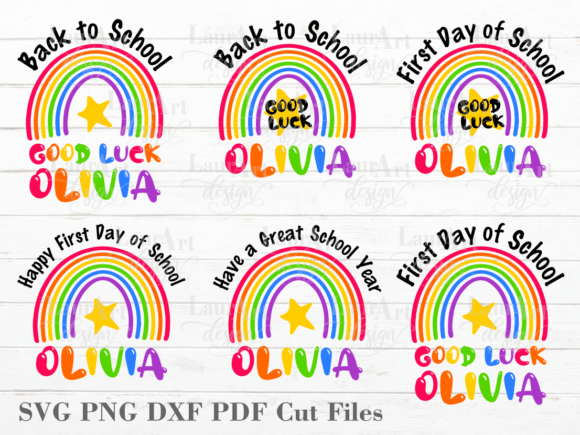 First Day of Back to School Rainbow Graphics for Crafts