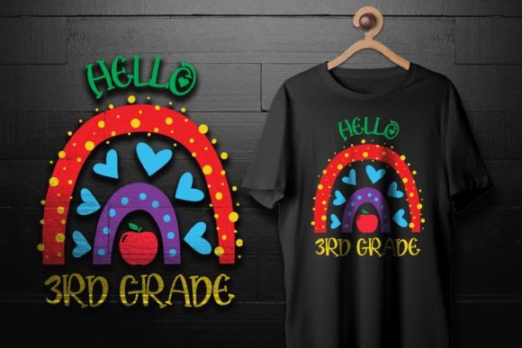 Hello 3rd Grade Rainbow Graphics & T-Shirt Designs